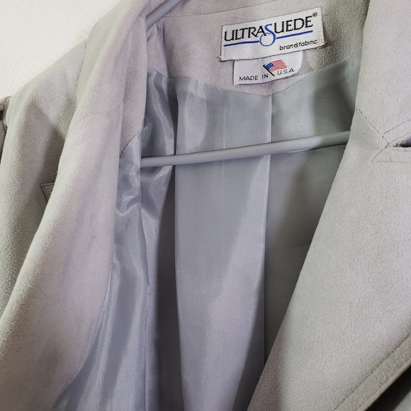ULTRA SUEDE Women's Size 10 Gray, Pink Solid Blazer Jacket - Picture 6 of 9